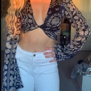 Missguided Bohemian Flared Sleeve Top